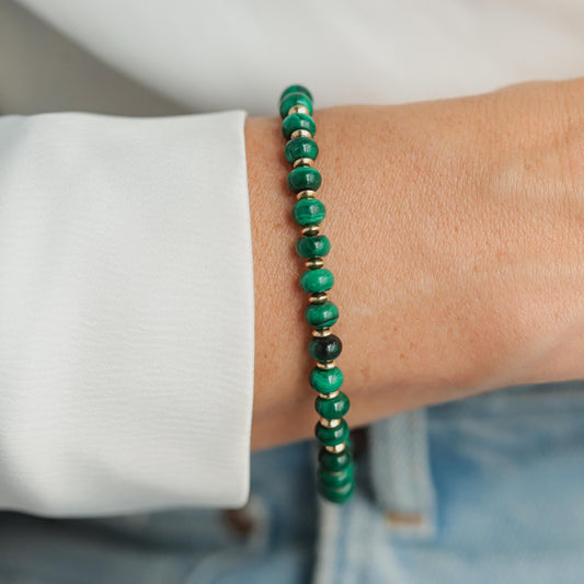 Malachite Bracelet | Mini Faceted Malachite Bracelet | Malachite smooth | Malachite stacking bracelet | malachite