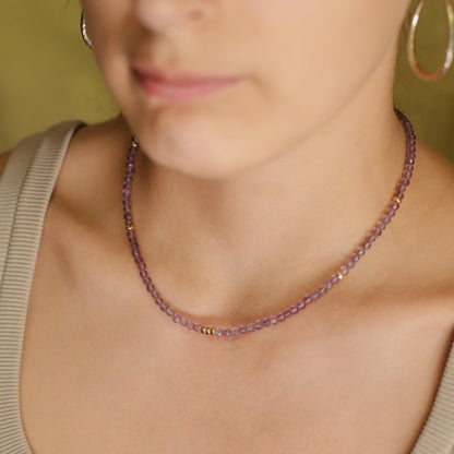 Amethyst Beaded Necklace, Purple Amethyst | Amethyst Necklace | Amethyst Necklace | February birthstone