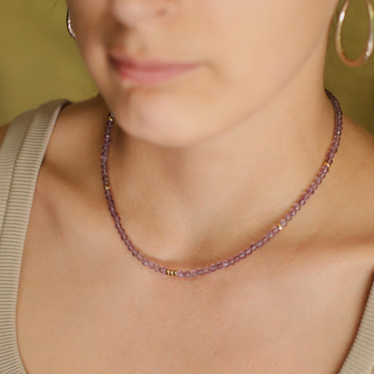 Amethyst Beaded Necklace, Purple Amethyst | Amethyst Necklace | Amethyst Necklace | February birthstone