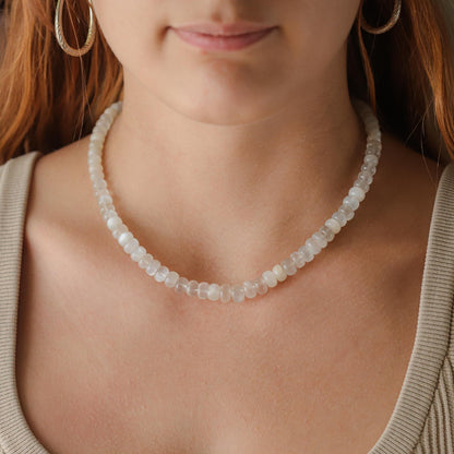 Moonstone necklace, White Moonstone Necklace, [ENMP1437] dreamy 14K gold filled moonstone necklace, beaded moonstone necklace, moonstone