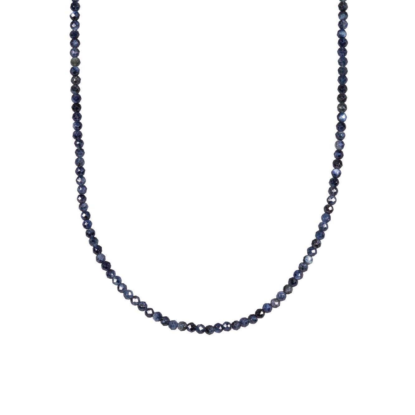 14K GOLD Blue Sapphire Beaded Necklace, Women's Gemstone Choker Necklace, Faceted Blue Sapphire | September birthstone | rose gold sapphire