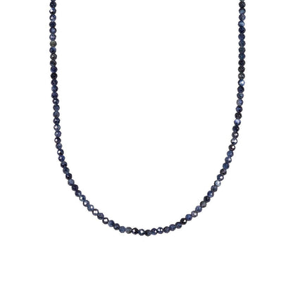 14K GOLD Blue Sapphire Beaded Necklace, Women's Gemstone Choker Necklace, Faceted Blue Sapphire | September birthstone | rose gold sapphire