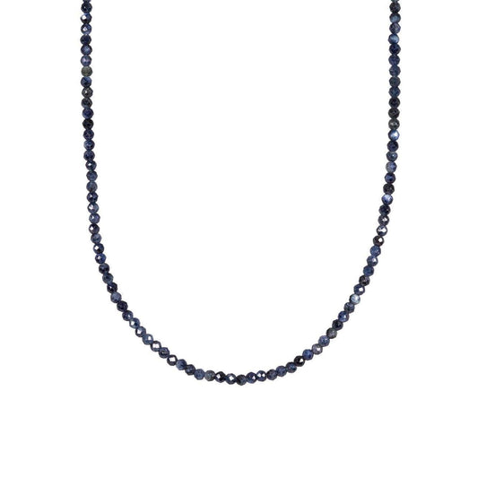 14K GOLD Blue Sapphire Beaded Necklace, Women's Gemstone Choker Necklace, Faceted Blue Sapphire | September birthstone | rose gold sapphire