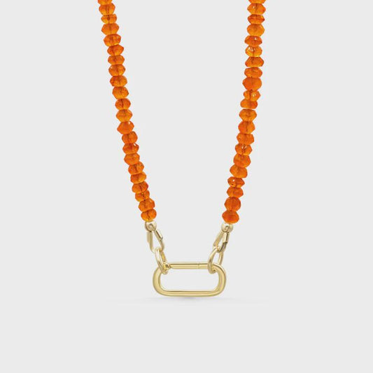 Carnelian Necklace with Rectangle Carabiner, Gold Filled