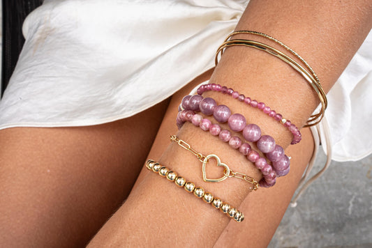 Pink Crush Pink Tourmaline Bracelet, 14K Solid Gold Bracelet [EBPM1212], Natural Pink Tourmaline, Dainty Gemstone Bracelet, Gift for Her