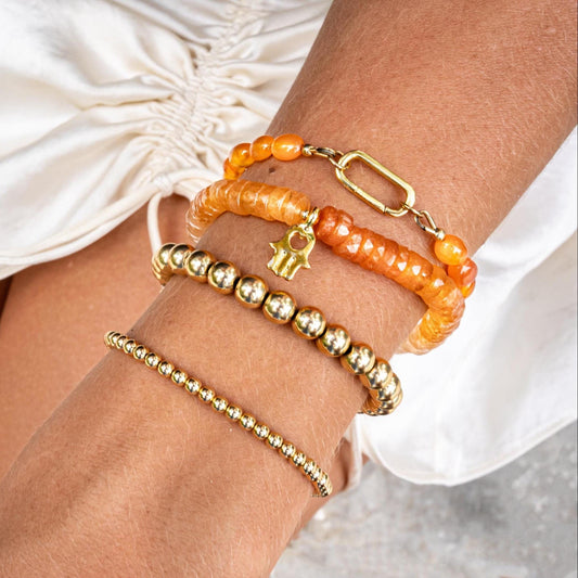 Carnelian oval carabiner bracelet