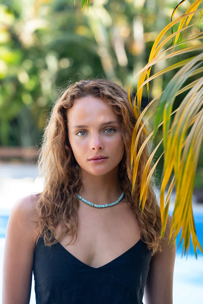 Larimar faceted heishi necklace, Dominican larimar Necklace, larimar beaded jewelry, [ENLP1498] Larimar Necklace 14K gold filled