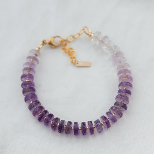 Amethyst Bracelet | beaded amethyst bracelet | dainty amethyst beaded bracelet | [EBAP1556] 14k gold filled | February birthstone | amethyst