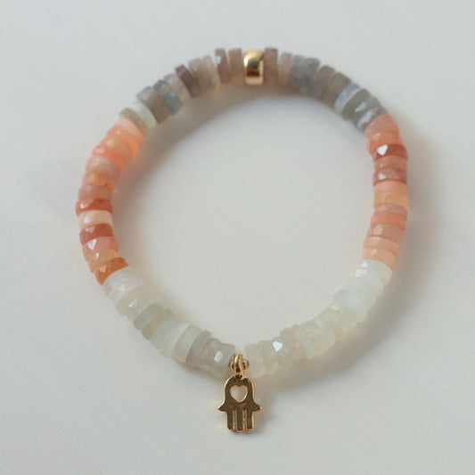 Mixed Moonstone Bracelet | faceted mixed moonstone heishi | faceted moonstone jewelry, moonstone bracelet | women's moonstone