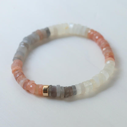 Mixed Moonstone Heishi Bracelet