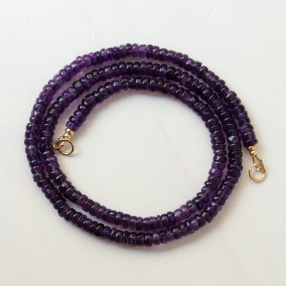 last one! Natural Amethyst Beaded Necklace, Smooth amethyst | [ENAP1146] Amethyst Necklace | Amethyst beaded jewelry | February birthstone