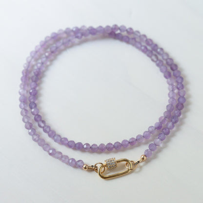 AAAA+ Lavender Amethyst Beaded Necklace, [ENAS1237_GF_C] 4mm Purple Amethyst | Lavender Amethyst Necklace | Amethyst Necklace | amethyst