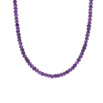Amethyst Beaded Necklace, 3mm Purple Amethyst | Amethyst Necklace [ENAM4577] | Amethyst Necklace | February birthstone