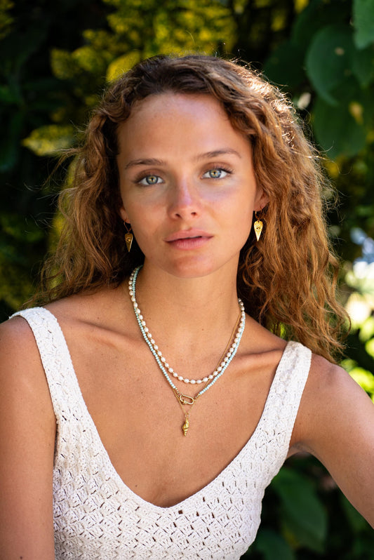 Freshwater Pearl necklace | Pearl necklace | [ENFM1671_GF_C] Boho freshwater pearl necklace | pearl necklace gold