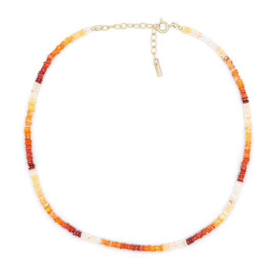 Mexican Fire Opal Necklace Gift, [ENFP1727] Fire Opal Rondelle Necklace, 14K Gold Filled, October Birthstone