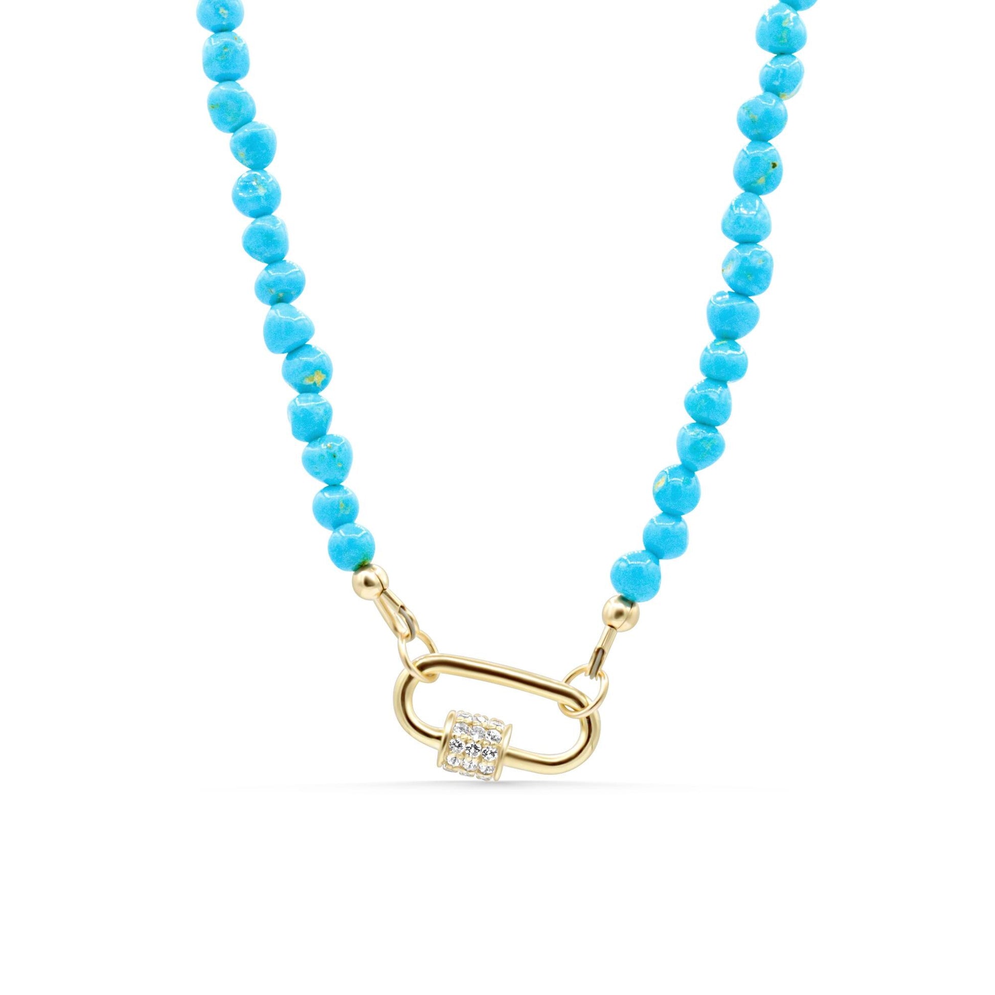 White topaz + Sleeping Beauty Turquoise nugget necklace