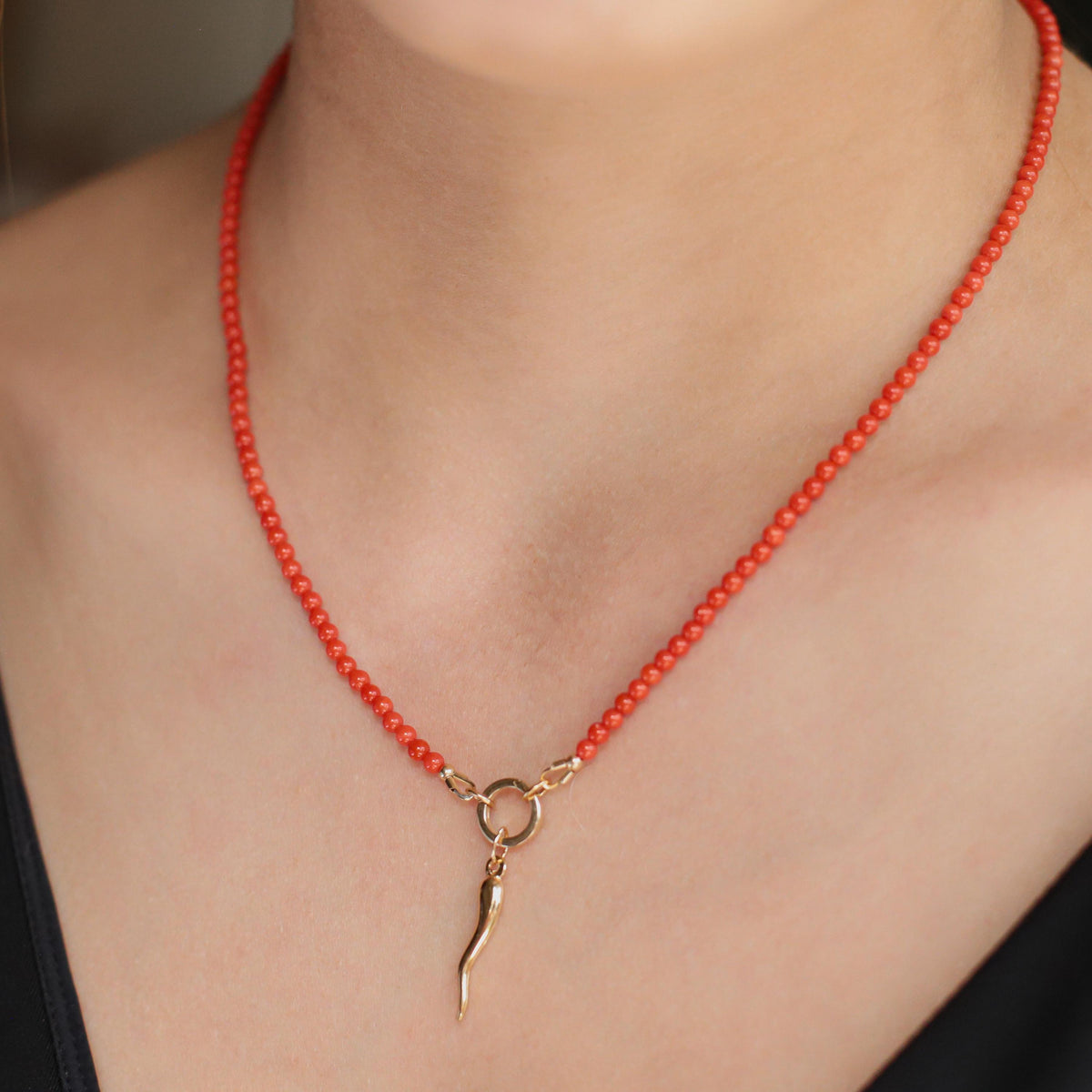 Italian Horn Coral Necklace