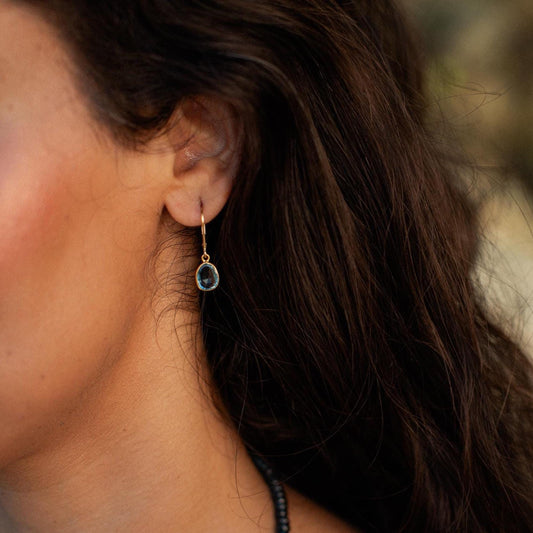 London Blue Topaz Leverback Earrings - 14K