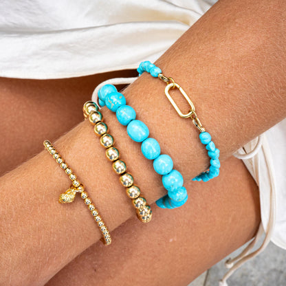 14K GOLD Sleeping beauty turquoise | Extra large Turquoise beaded bracelet [EBSM1040] | sleeping beauty nugget turquoise, women's turquoise