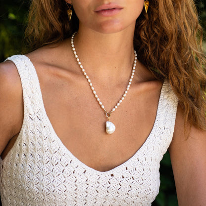 Baroque Freshwater Pearl necklace | Pearl necklace 14K gold filled | Boho freshwater pearl necklace | pearl necklace gold