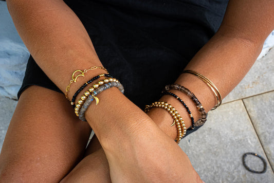 Black Spinel Bracelet | dainty tiny Black Spinel beaded bracelet | Black Spinel gold bracelet | genuine Black Spinel | Black Spinel 3mm