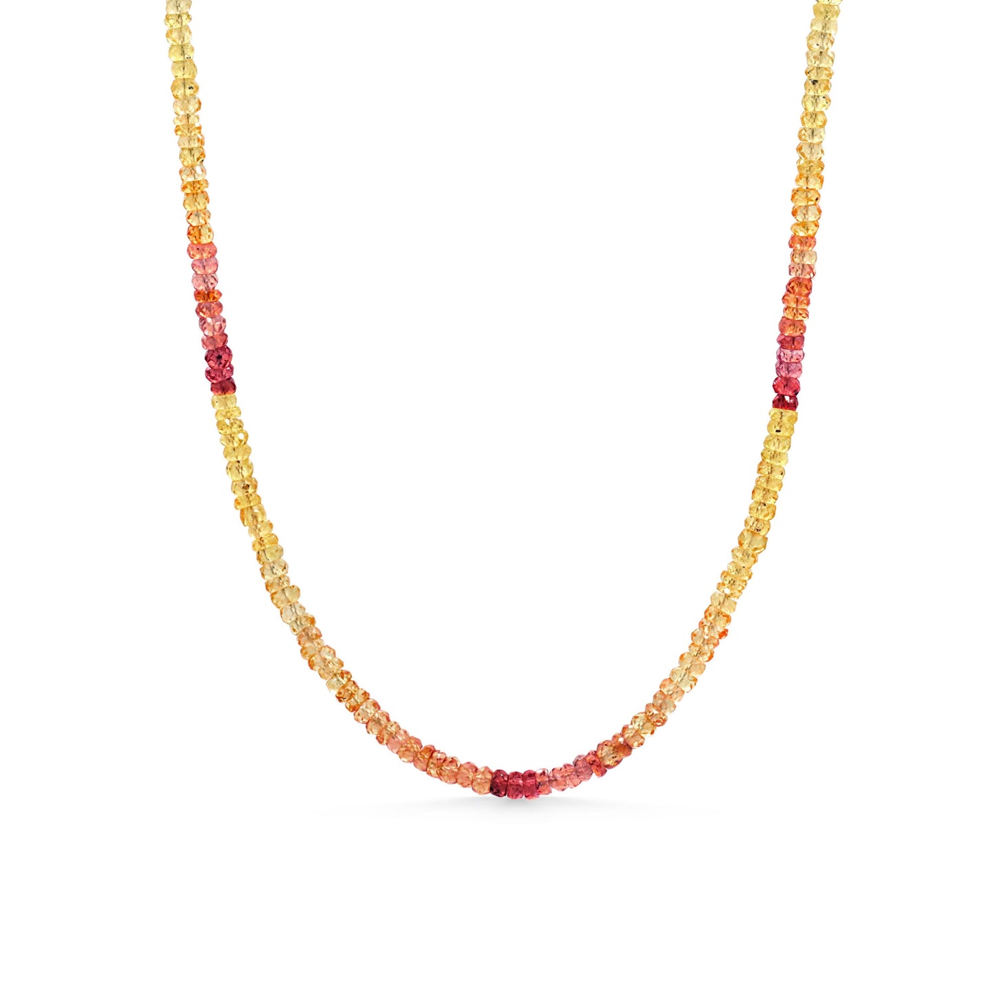 Pearl and Pink & Yellow Songea Sapphire Necklace – 14K Gold Filled, Faceted 3mm Sapphire Rondel, Handmade in Canada