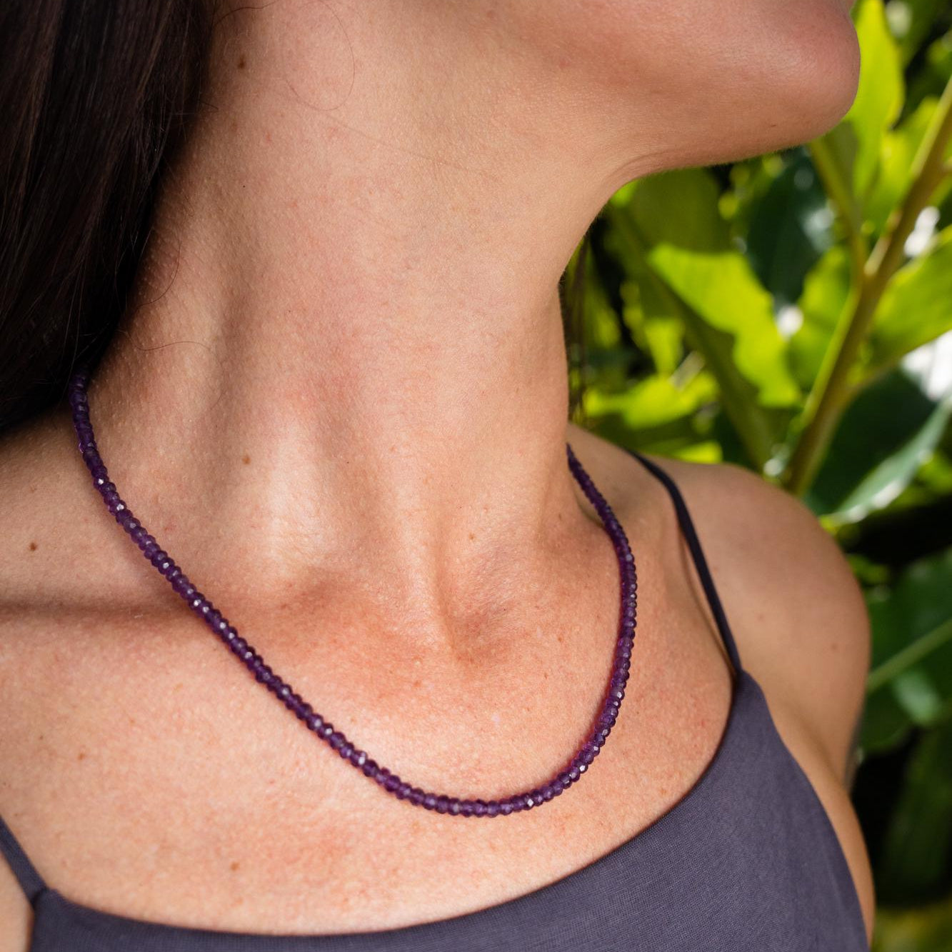African Amethyst Beaded Necklace