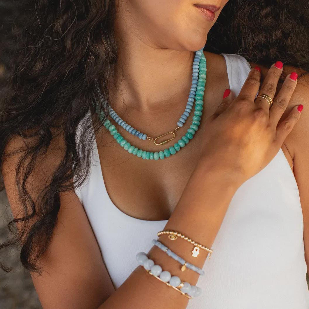 Amazonite Necklace | Amazonite necklace | Beaded Amazonite | Amazonite gold | Amazonite faceted, Amazonite statement