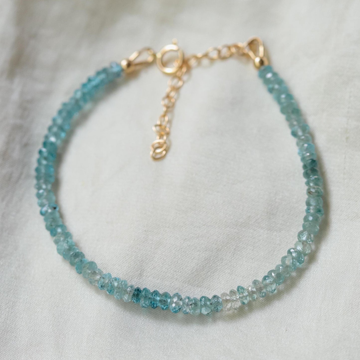 14K GOLD Blue Zircon Bracelet | dainty blue zircon [EBZM1911], genuine blue zircon jewelry, blue zircon bracelet, Quality Genuine Zircon