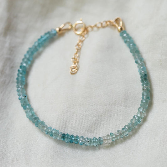 14K GOLD Blue Zircon Bracelet | dainty blue zircon [EBZM1911], genuine blue zircon jewelry, blue zircon bracelet, Quality Genuine Zircon