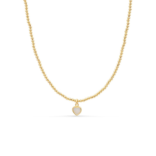 Mother of pearl gold Choker, Layering Necklace, Beaded gold necklace | 14K gold beaded necklace