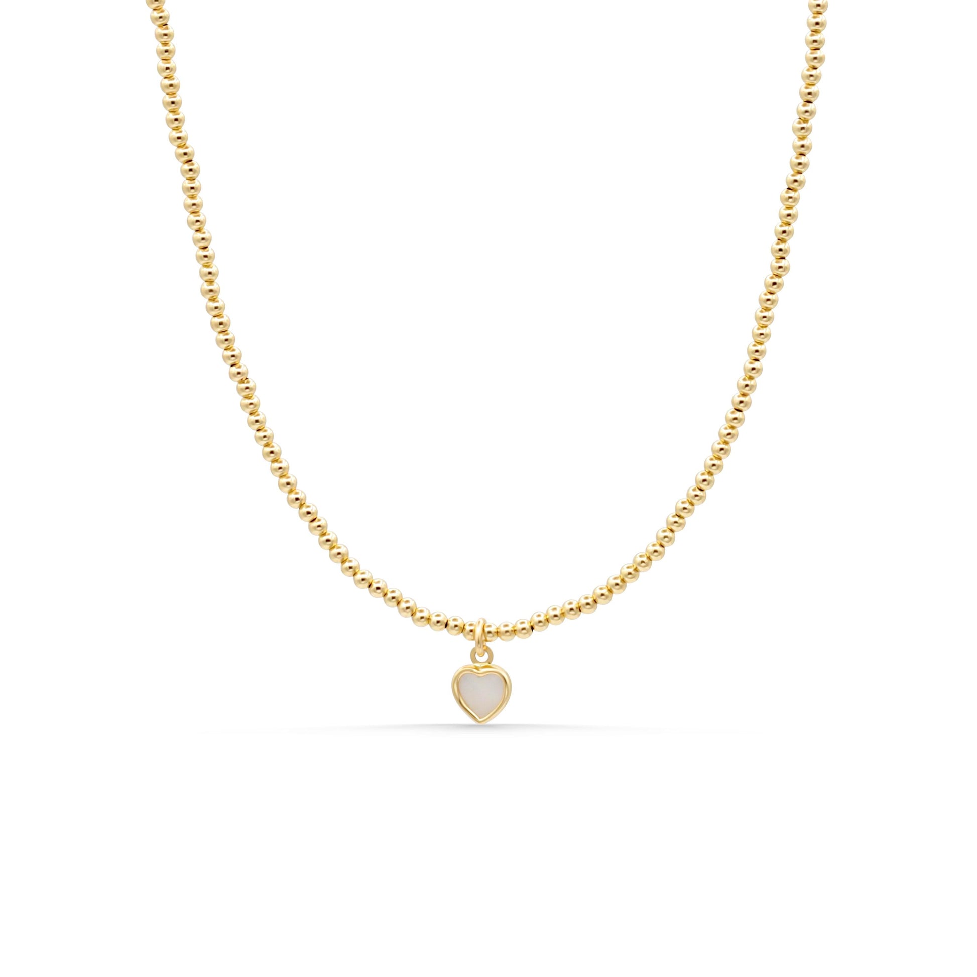 Mother of pearl gold Choker, Layering Necklace, Beaded gold necklace | 14K gold beaded necklace