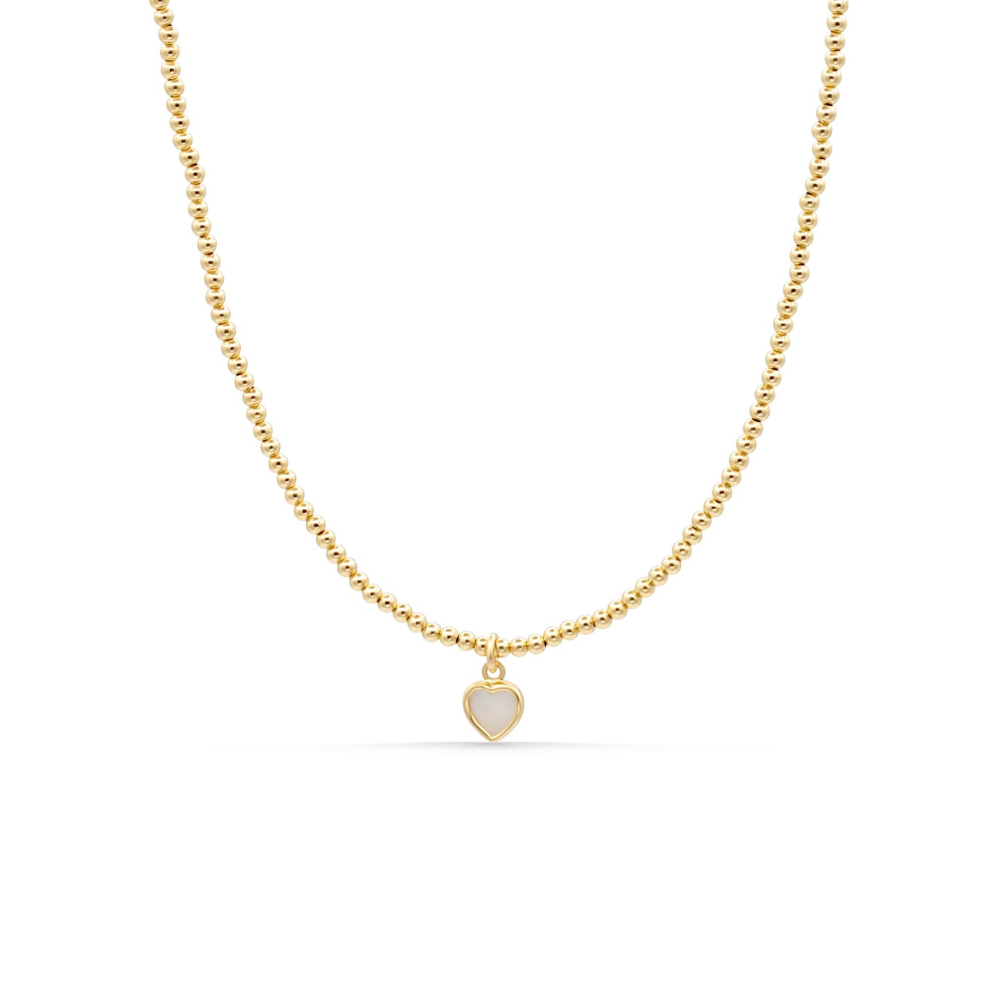 Mother of pearl gold heart necklace