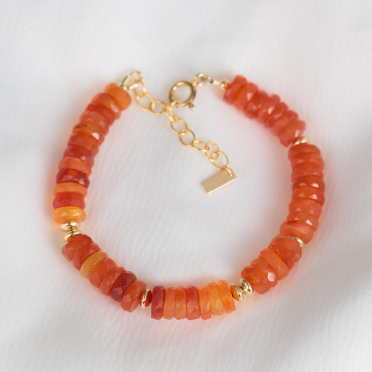 Carnelian Bracelet | dainty tiny carnelian beaded bracelet | carnelian gold bracelet | genuine carnelian bracelet | carnelian jewelry #0398