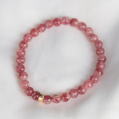 1 left! Strawberry Quartz | Strawberry quartz 6mm | rare quality AAA strawberry quartz bracelet | quartz strawberry 6mm #0278