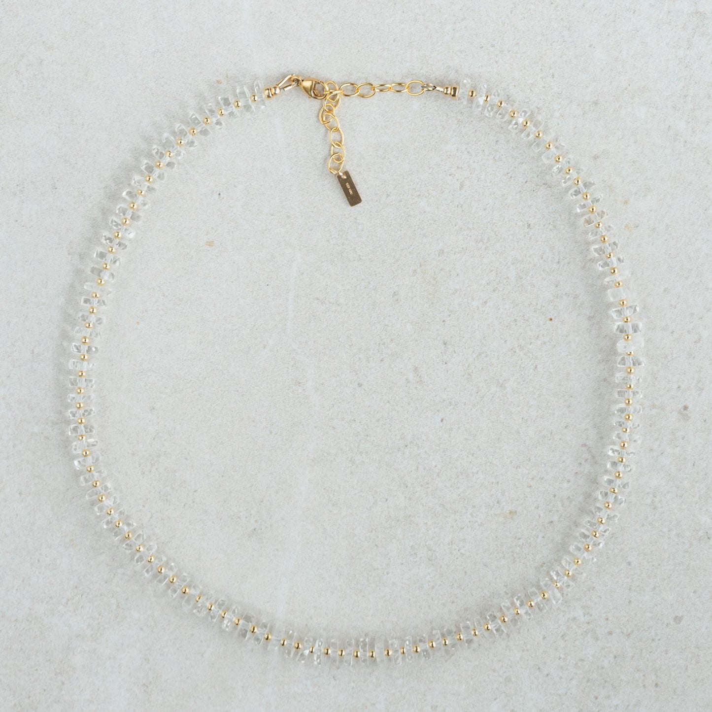 Clear Quartz Necklace – [DIP] Faceted Heishi Rondels with Gold Filled Clasp
