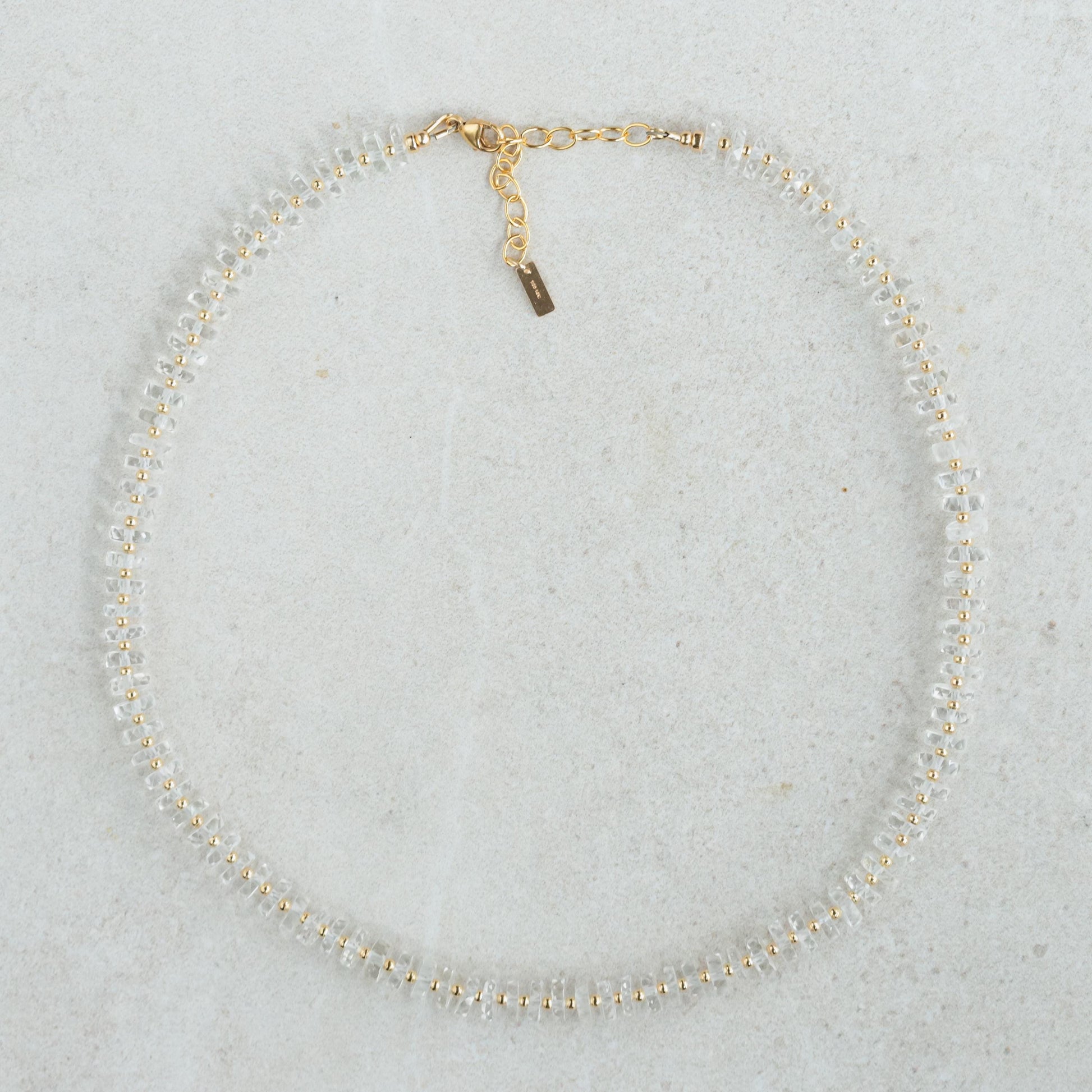 Clear Quartz Necklace – [DIP] Faceted Heishi Rondels with Gold Filled Clasp