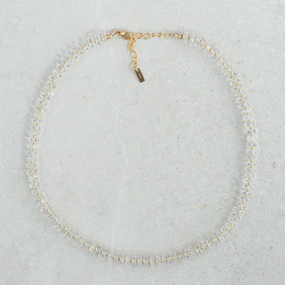 Clear Quartz Necklace – [DIP] Faceted Heishi Rondels with Gold Filled Clasp