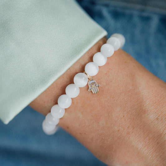 Mother of Pearl Heart Selenite Bracelet