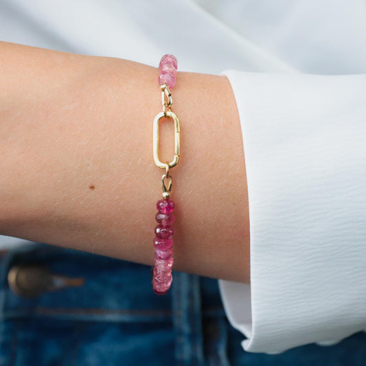 Pink Tourmaline Carabiner Bracelet