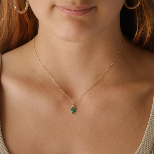 Zambian Emerald Necklace – Solid 14K Gold Pendant