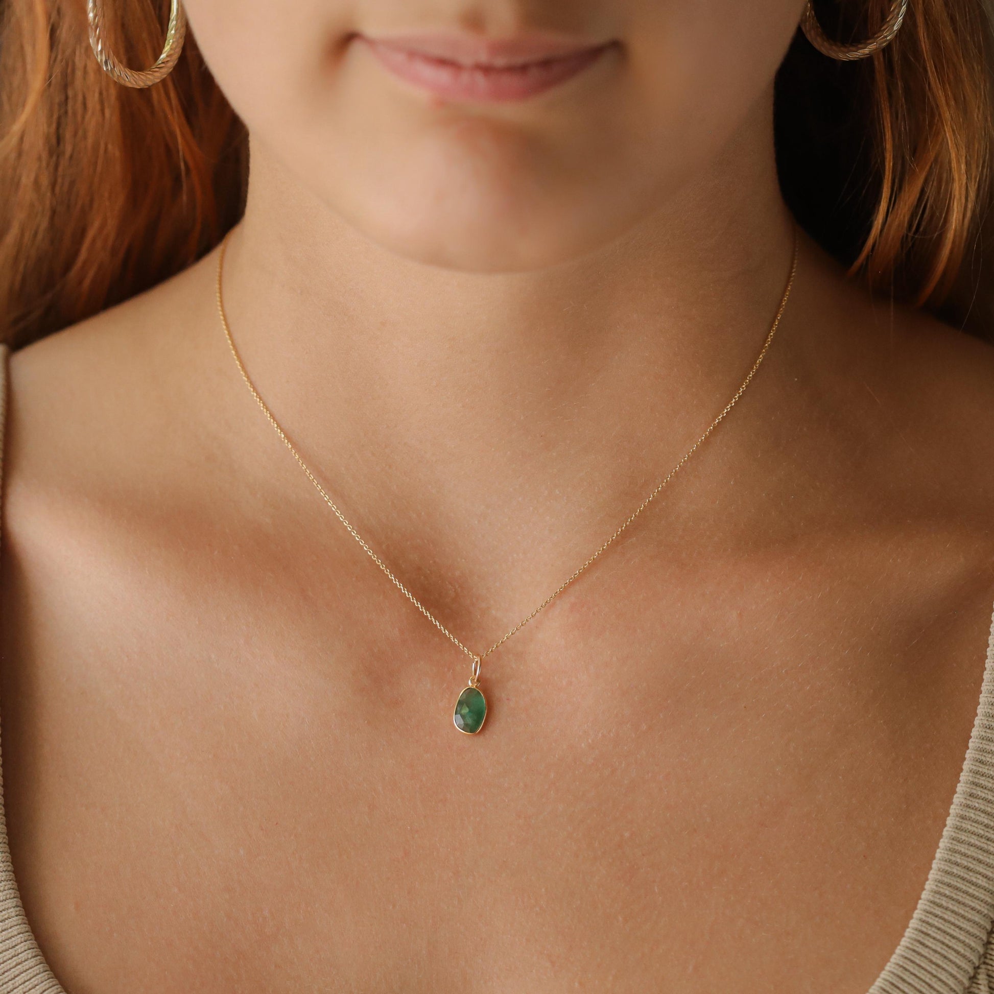 Zambian Emerald Necklace – 14K