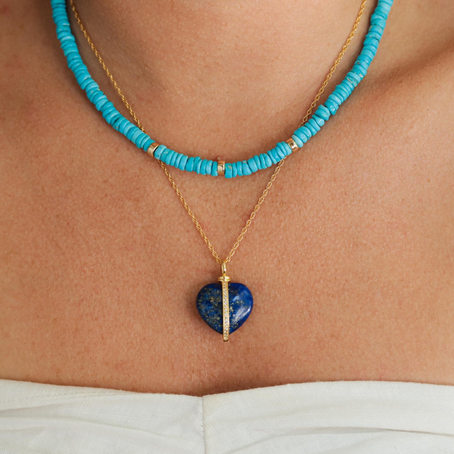 Lapis Necklace with White Topaz Heart | Genuine Lapis Lazuli Pendant | Dainty Blue Gemstone Necklace | Gift for Her