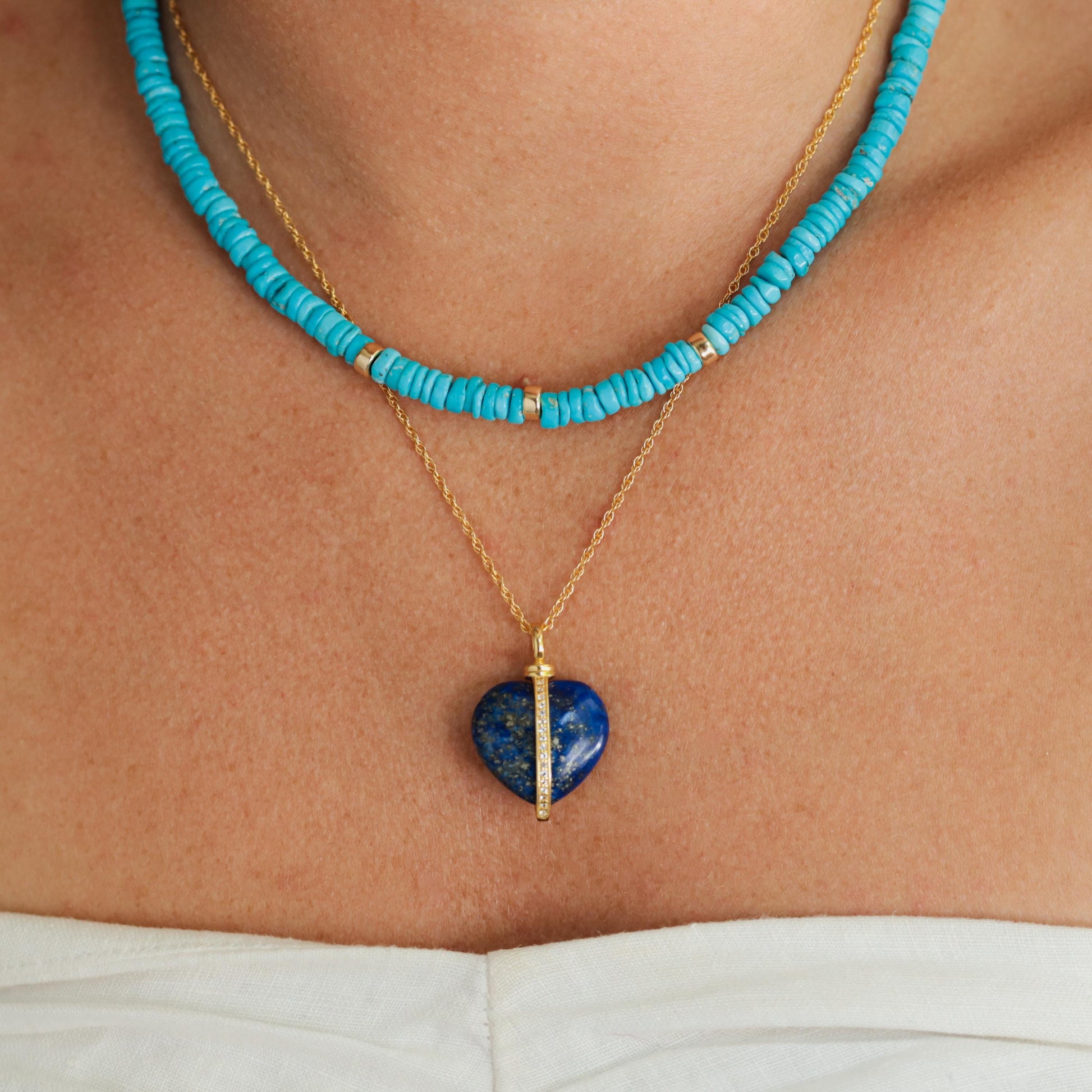 Lapis Necklace with White Topaz Heart | Genuine Lapis Lazuli Pendant | Dainty Blue Gemstone Necklace | Gift for Her