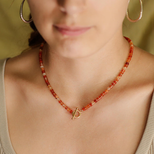 Carnelian toggle necklace