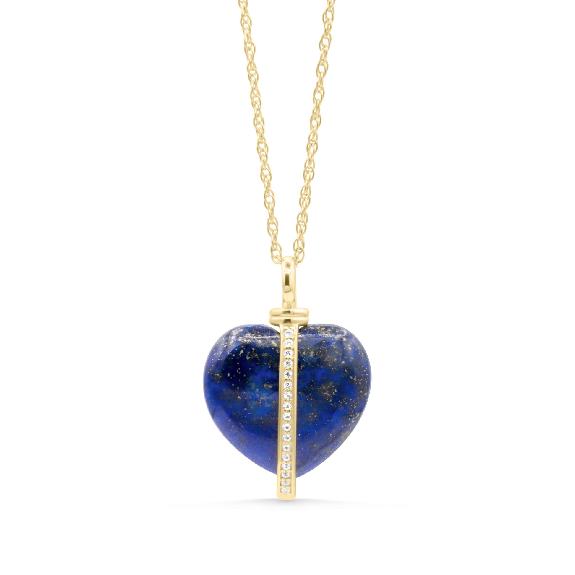 Lapis Necklace with White Topaz Heart | Genuine Lapis Lazuli Pendant | Dainty Blue Gemstone Necklace | Gift for Her
