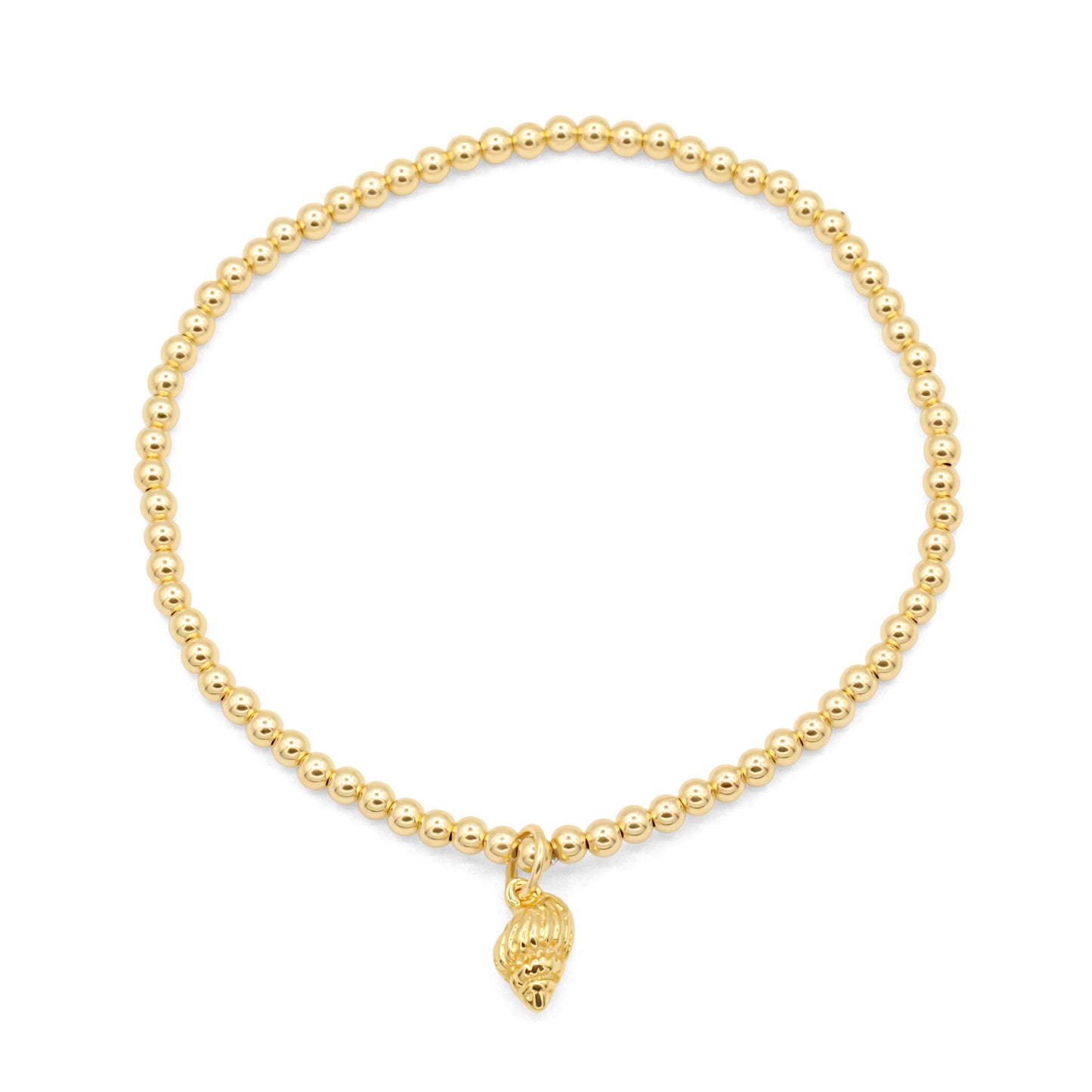 3mm Gold Filled Stretch Bracelet, Conch Shell Charm, Minimal Gold Bracelet