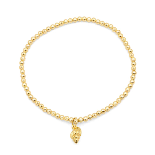 3mm Gold Filled Stretch Bracelet, Conch Shell Charm, Minimal Gold Bracelet