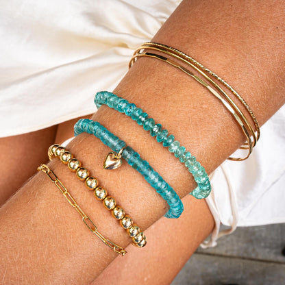 14K bicolor Apatite Bracelet, beaded apatite bracelet | Stunning faceted blue apatite bracelet, quality apatite jewelry, apatite