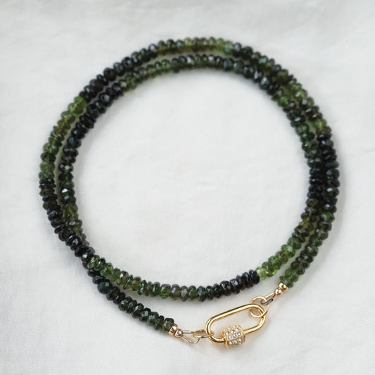 AAAA+ Green Tourmaline Necklace | Green Tourmaline Beaded Necklace | Green Tourmaline necklace for women | Green Tourmaline AAAA+